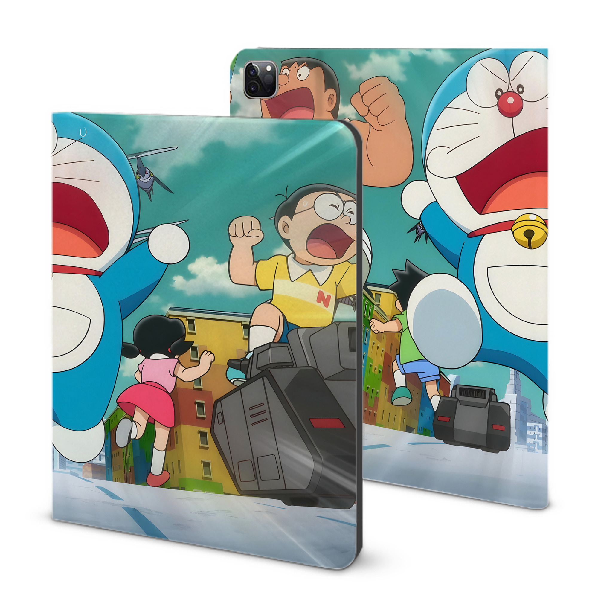 （画像用） ドラえもん Doraemon IPad ケース ブック型 PUレザー TPU 耐衝撃 軽量 薄型 ペン収納なし 全面保護 IPad 各モデル対応